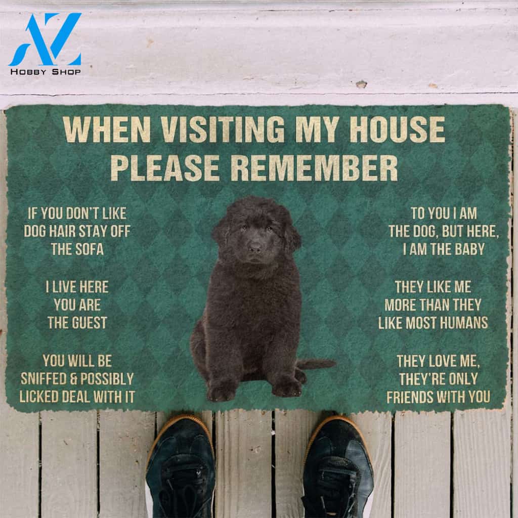 3D Please Remember Newfoundland Puppy Dogs House Rules Custom Doormat | Welcome Mat | House Warming Gift