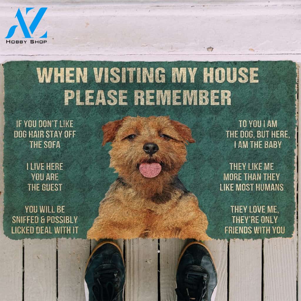 3D Please Remember Norfolk terrier House Rules Custom Doormat | Welcome Mat | House Warming Gift