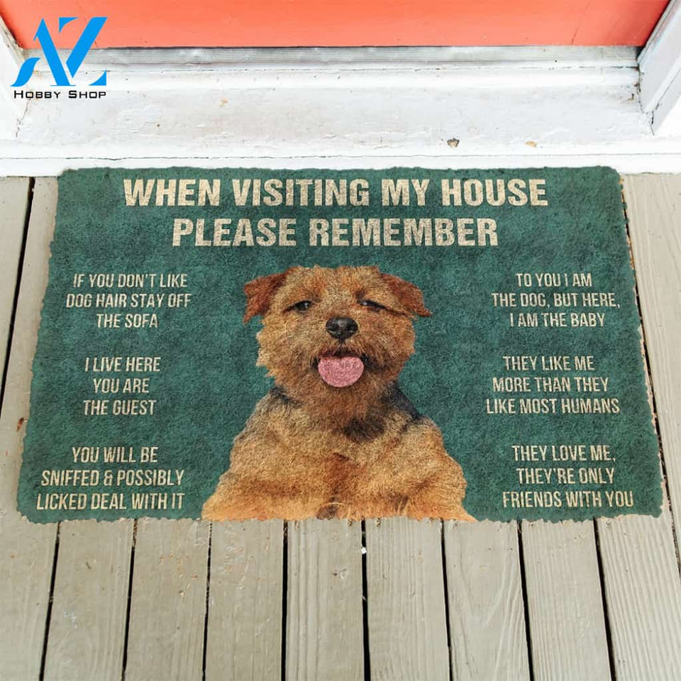 3D Please Remember Norfolk terrier House Rules Custom Doormat | Welcome Mat | House Warming Gift