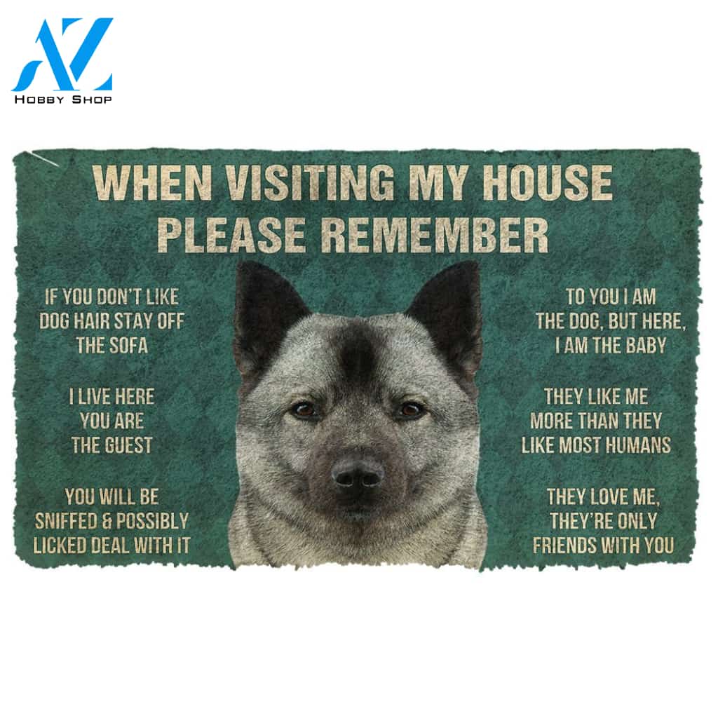 3D Please Remember Norwegian Elkhound Dogs House Rules Doormat | Welcome Mat | House Warming Gift