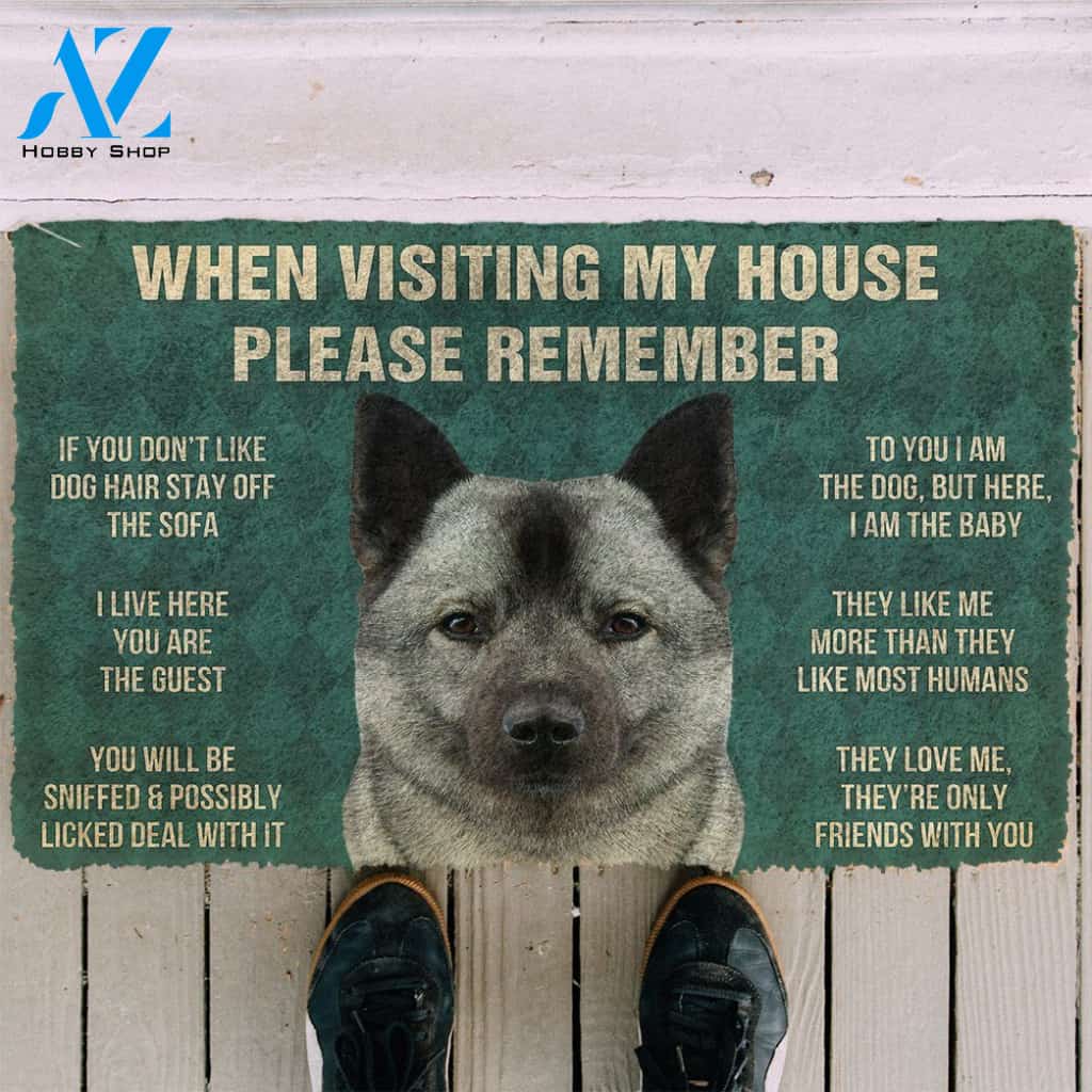 3D Please Remember Norwegian Elkhound Dogs House Rules Doormat | Welcome Mat | House Warming Gift