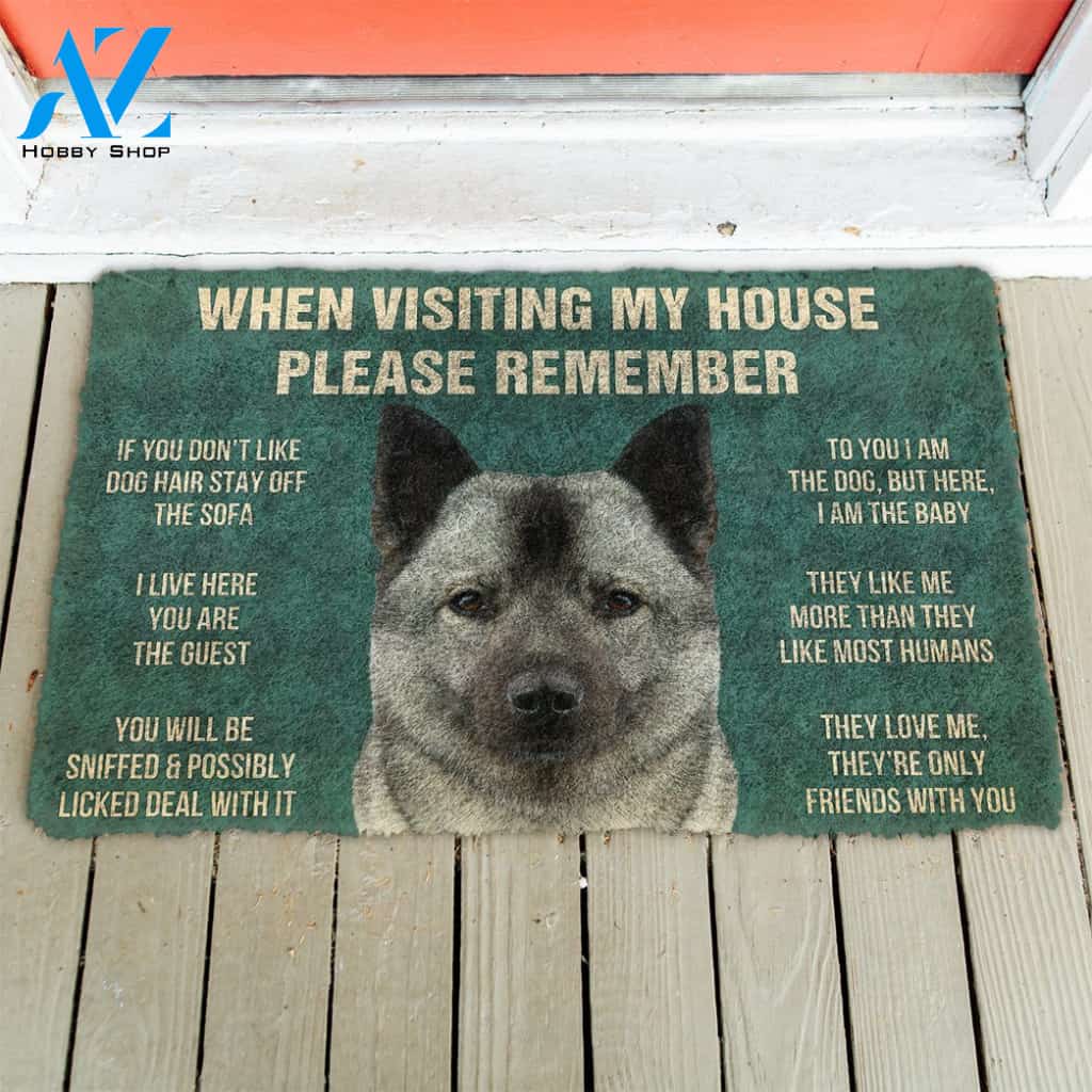 3D Please Remember Norwegian Elkhound Dogs House Rules Doormat | Welcome Mat | House Warming Gift