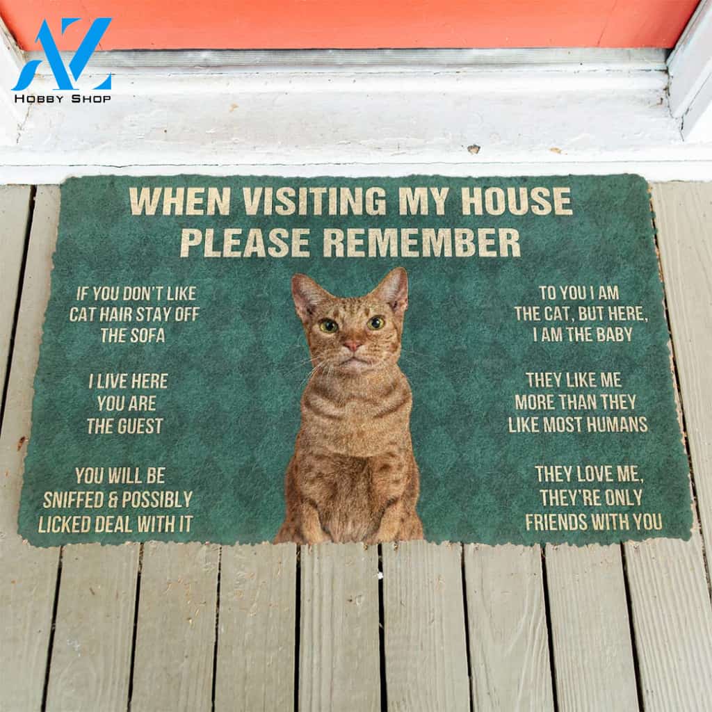 3D Please Remember Ocicat Cats House Rules Custom Doormat | Welcome Mat | House Warming Gift