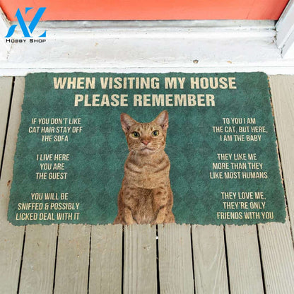 3D Please Remember Ocicat Cats House Rules Custom Doormat | Welcome Mat | House Warming Gift