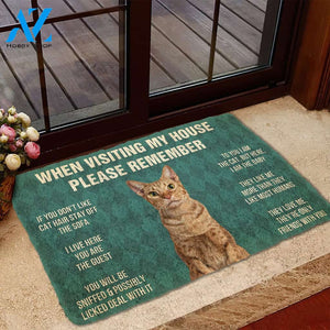 3D Please Remember Ocicat Cats House Rules Custom Doormat | Welcome Mat | House Warming Gift