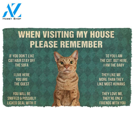 3D Please Remember Ocicat Cats House Rules Custom Doormat | Welcome Mat | House Warming Gift