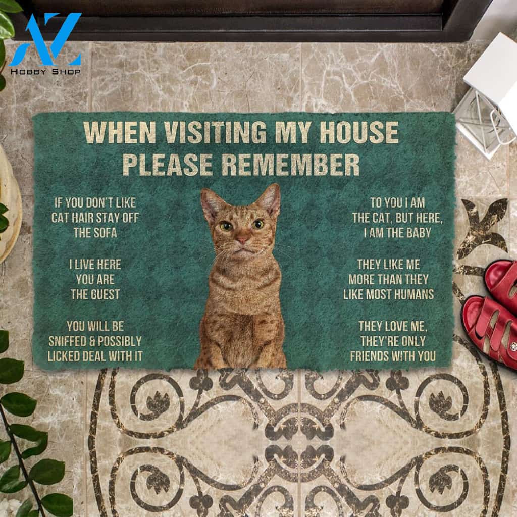 3D Please Remember Ocicat Cats House Rules Custom Doormat | Welcome Mat | House Warming Gift