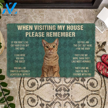 3D Please Remember Ocicat Cats House Rules Custom Doormat | Welcome Mat | House Warming Gift
