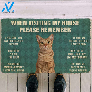 3D Please Remember Ocicat Cats House Rules Custom Doormat | Welcome Mat | House Warming Gift