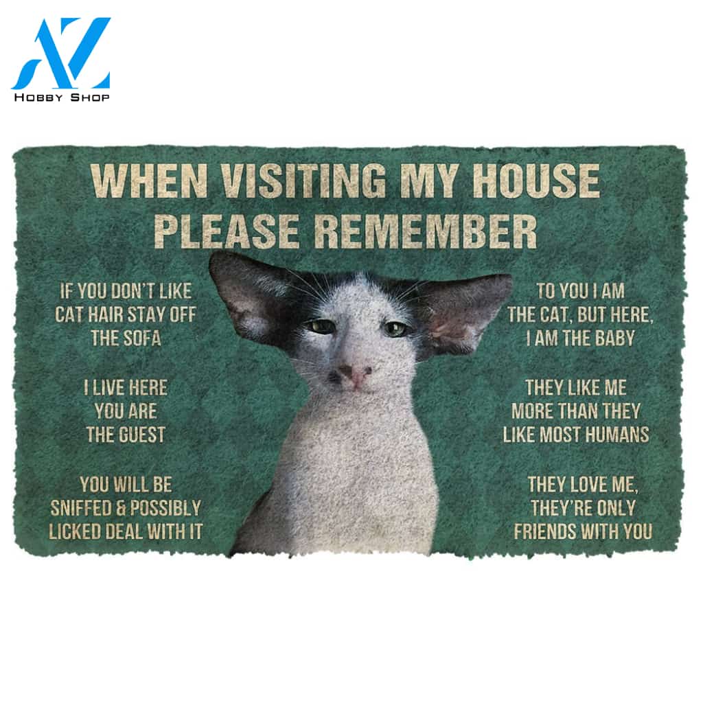 3D Please Remember Oriental Shorthair Cats House Rules Custom Doormat | Welcome Mat | House Warming Gift