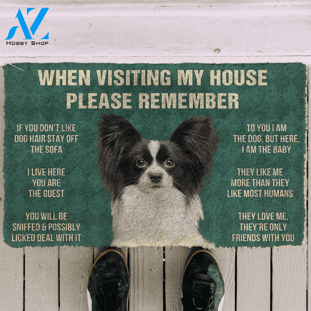 3D Please Remember Papillon Dogs House Rules Doormat