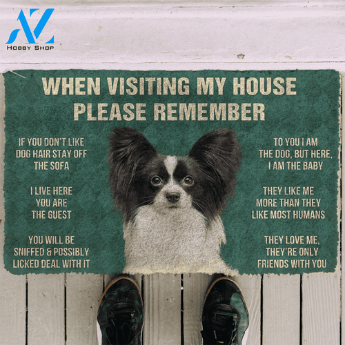 3D Please Remember Papillon Dogs House Rules Doormat