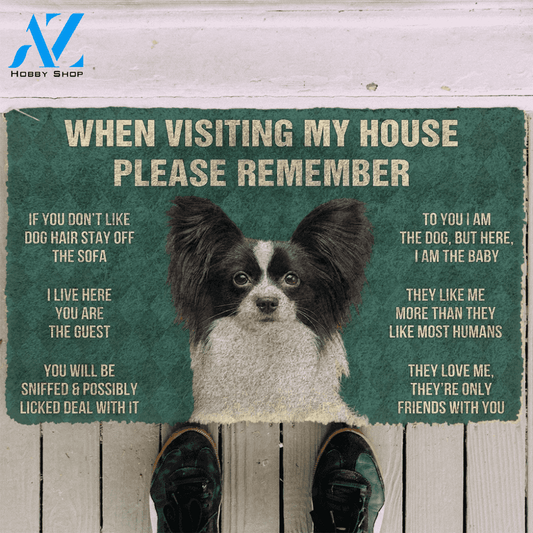 3D Please Remember Papillon Dogs House Rules Doormat