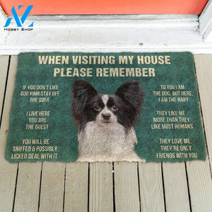 3D Please Remember Papillon Dogs House Rules Doormat | Welcome Mat | House Warming Gift