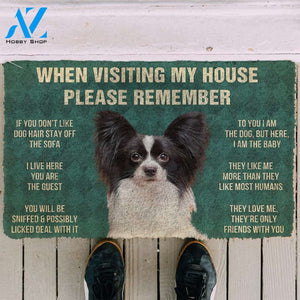 3D Please Remember Papillon Dogs House Rules Doormat | Welcome Mat | House Warming Gift