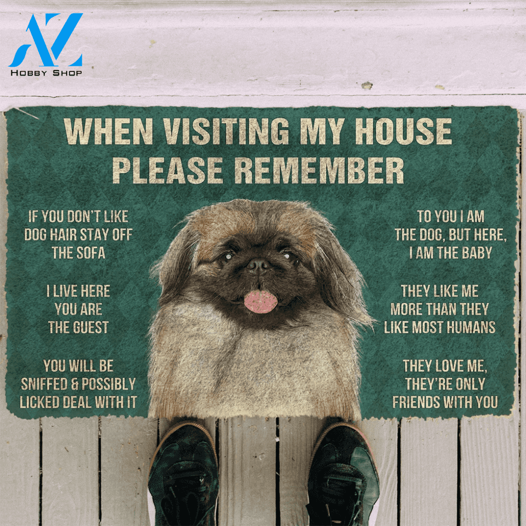 3D Please Remember Pekingese House Rules Custom Doormat
