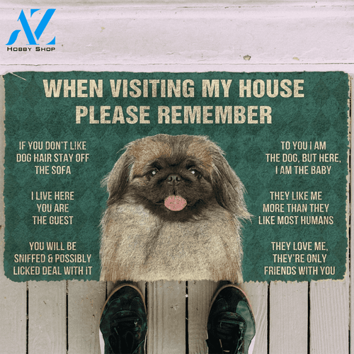 3D Please Remember Pekingese House Rules Custom Doormat