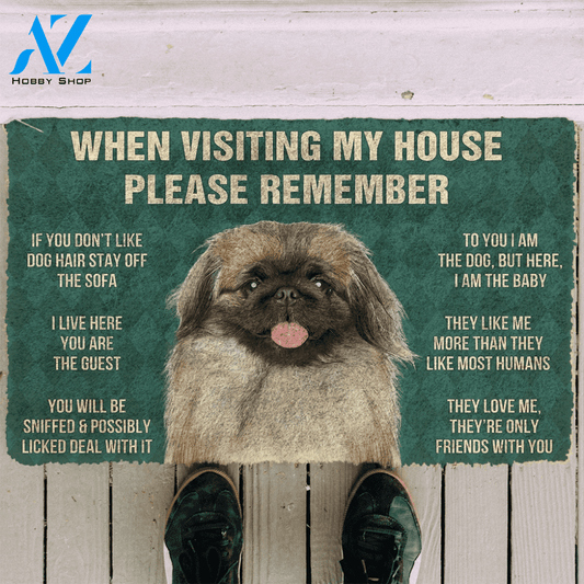 3D Please Remember Pekingese House Rules Custom Doormat