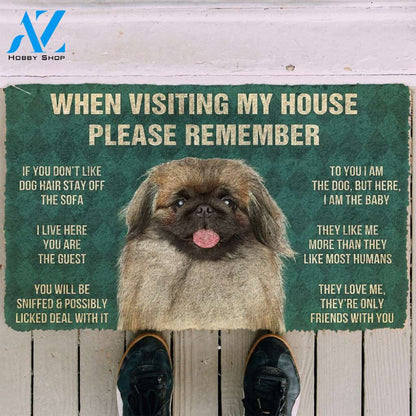 3D Please Remember Pekingese House Rules Custom Doormat | Welcome Mat | House Warming Gift