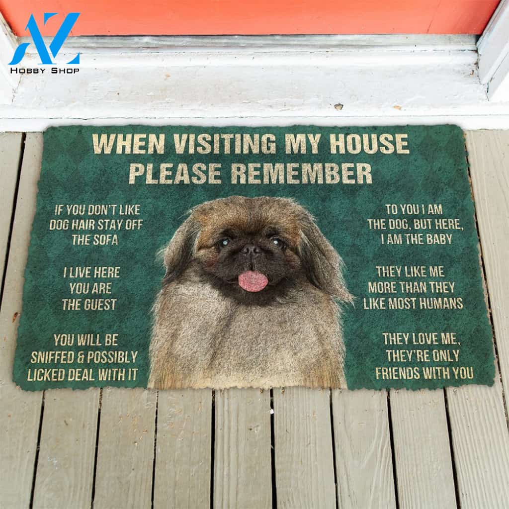 3D Please Remember Pekingese House Rules Custom Doormat | Welcome Mat | House Warming Gift