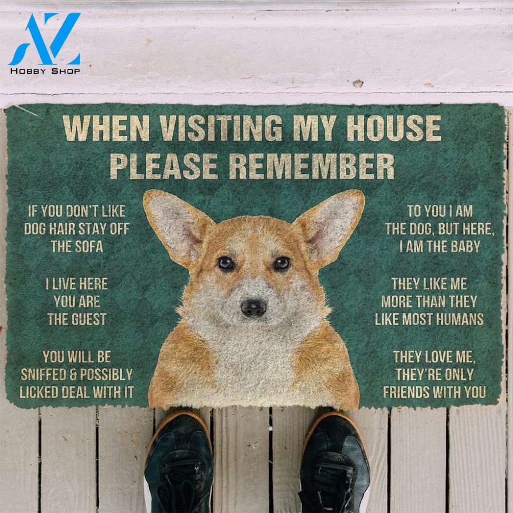 3D Please Remember Pembroke Welsh Corgi Dogs House Rules Doormat | Welcome Mat | House Warming Gift