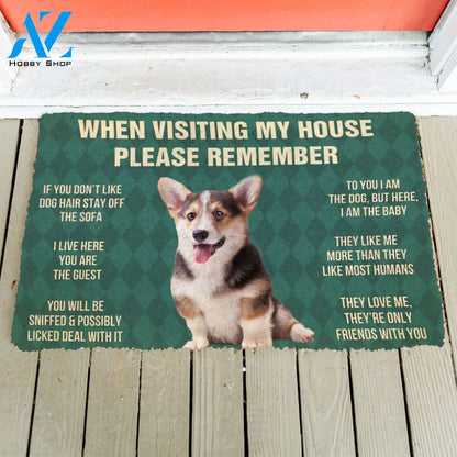 3D Please Remember Pembroke Welsh Corgi Puppy Dogs House Rules Custom Doormat | Welcome Mat | House Warming Gift