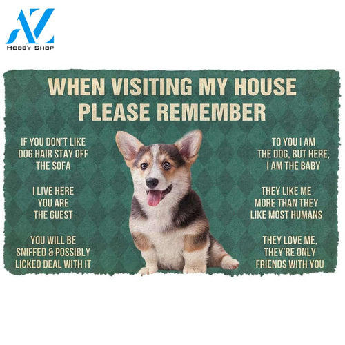 3D Please Remember Pembroke Welsh Corgi Puppy Dogs House Rules Custom Doormat | Welcome Mat | House Warming Gift