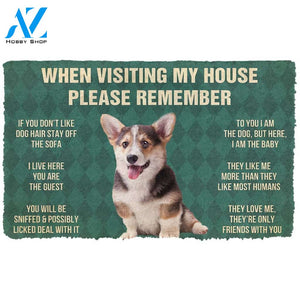 3D Please Remember Pembroke Welsh Corgi Puppy Dogs House Rules Custom Doormat | Welcome Mat | House Warming Gift