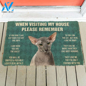3D Please Remember Peterbald Cats House Rules Custom Doormat | Welcome Mat | House Warming Gift