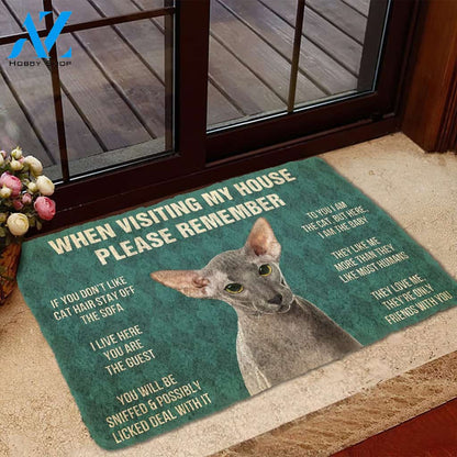 3D Please Remember Peterbald Cats House Rules Custom Doormat | Welcome Mat | House Warming Gift