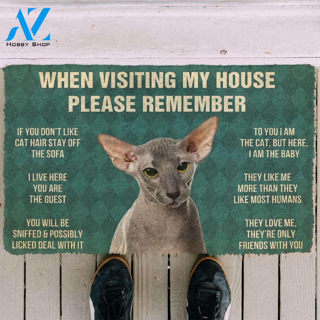 3D Please Remember Peterbald Cats House Rules Custom Doormat | Welcome Mat | House Warming Gift