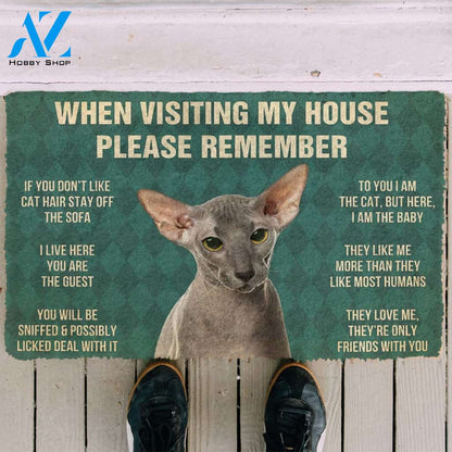 3D Please Remember Peterbald Cats House Rules Custom Doormat | Welcome Mat | House Warming Gift
