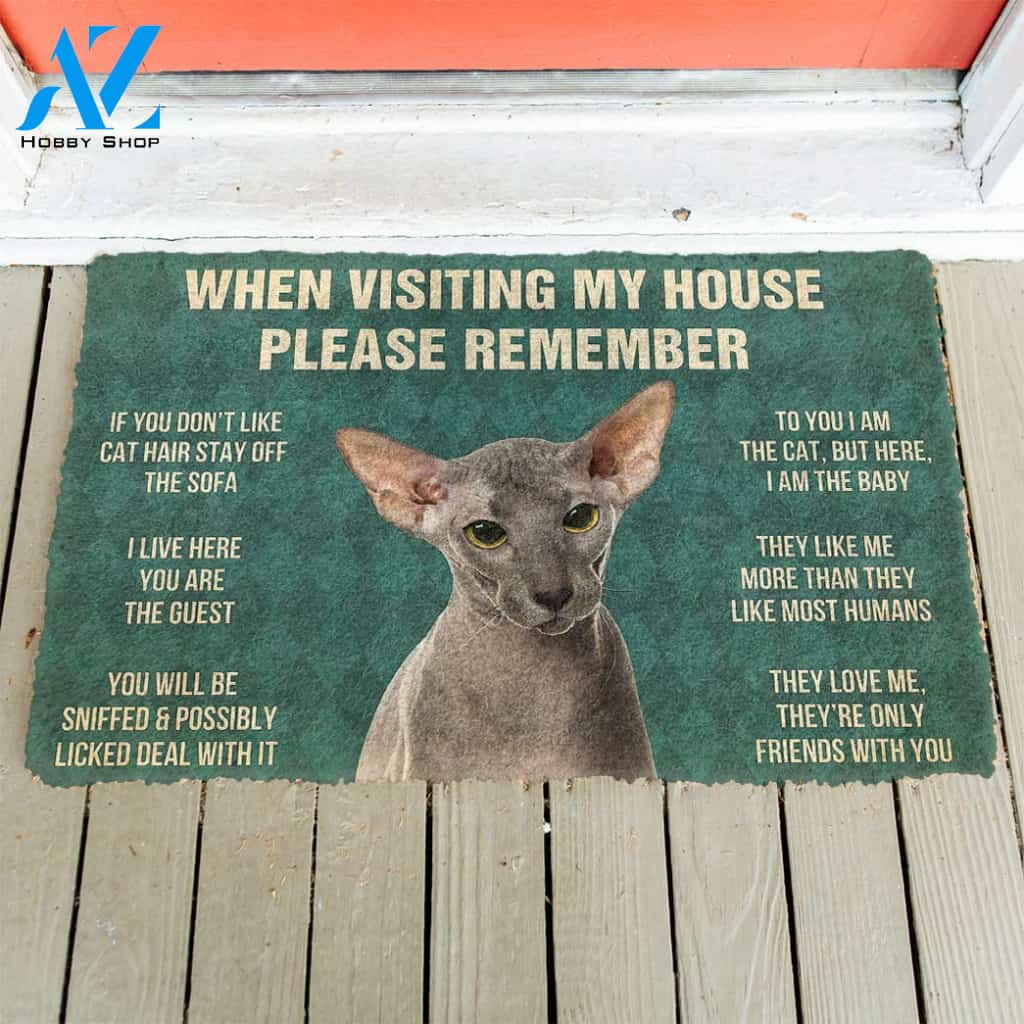 3D Please Remember Peterbald Cats House Rules Custom Doormat | Welcome Mat | House Warming Gift