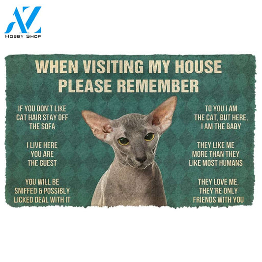 3D Please Remember Peterbald Cats House Rules Custom Doormat | Welcome Mat | House Warming Gift