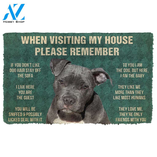 3D Please Remember Pitbull House Rules Custom Doormat | Welcome Mat | House Warming Gift