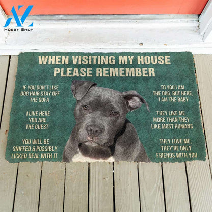 3D Please Remember Pitbull House Rules Custom Doormat | Welcome Mat | House Warming Gift