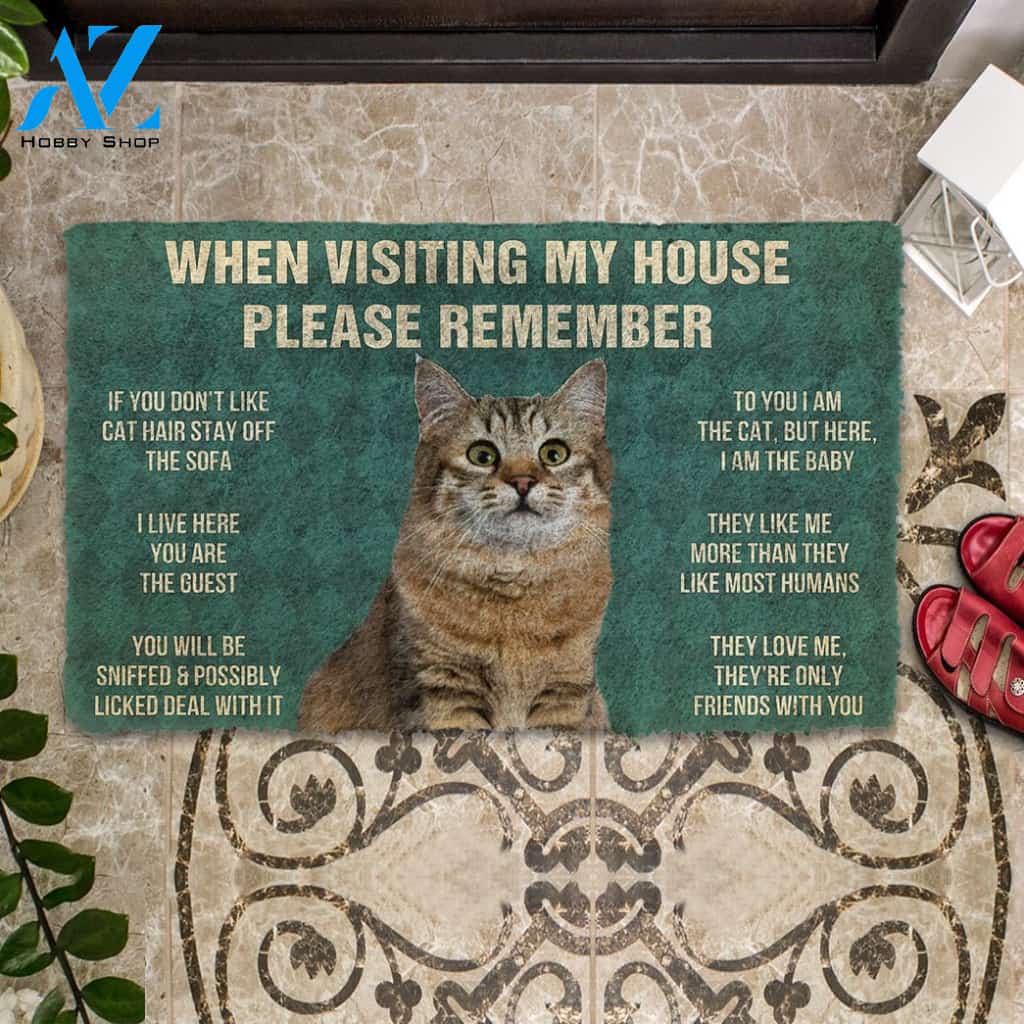 3D Please Remember Pixiebob Cats House Rules Custom Doormat | Welcome Mat | House Warming Gift