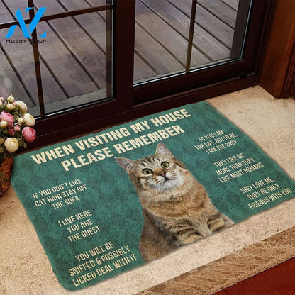 3D Please Remember Pixiebob Cats House Rules Custom Doormat | Welcome Mat | House Warming Gift