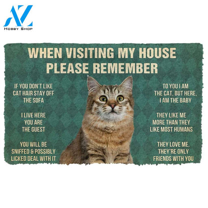 3D Please Remember Pixiebob Cats House Rules Custom Doormat | Welcome Mat | House Warming Gift