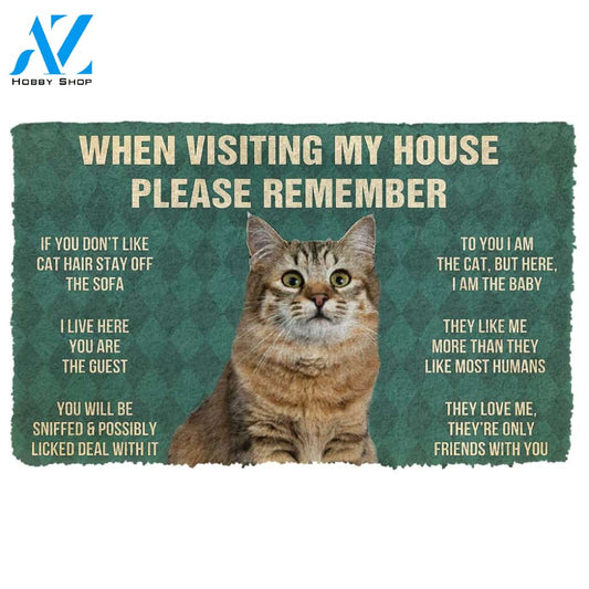 3D Please Remember Pixiebob Cats House Rules Custom Doormat | Welcome Mat | House Warming Gift