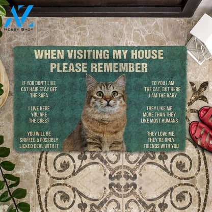 3D Please Remember Pixiebob Cats House Rules Custom Doormat | Welcome Mat | House Warming Gift