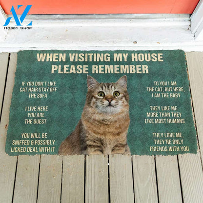3D Please Remember Pixiebob Cats House Rules Custom Doormat | Welcome Mat | House Warming Gift