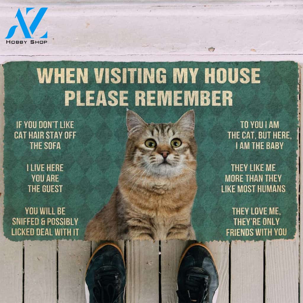3D Please Remember Pixiebob Cats House Rules Custom Doormat | Welcome Mat | House Warming Gift
