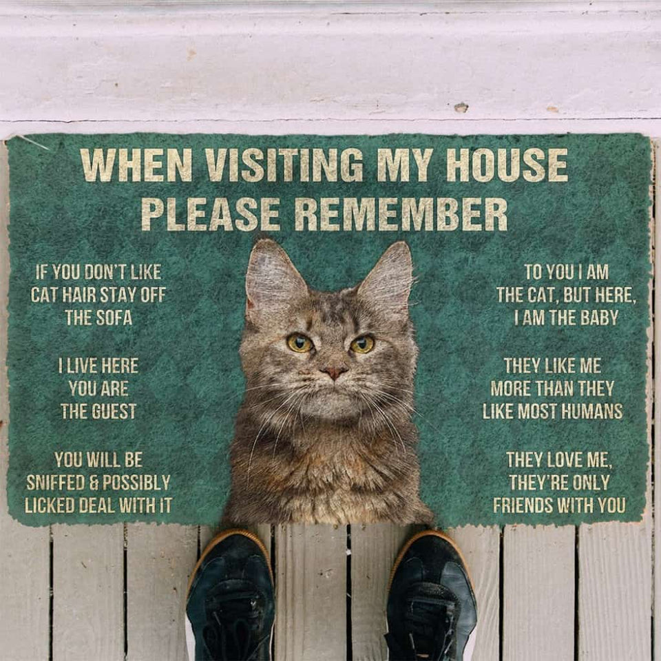 3D Please Remember Polydactyl Cat House Rules Doormat