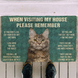3D Please Remember Polydactyl Cat House Rules Doormat