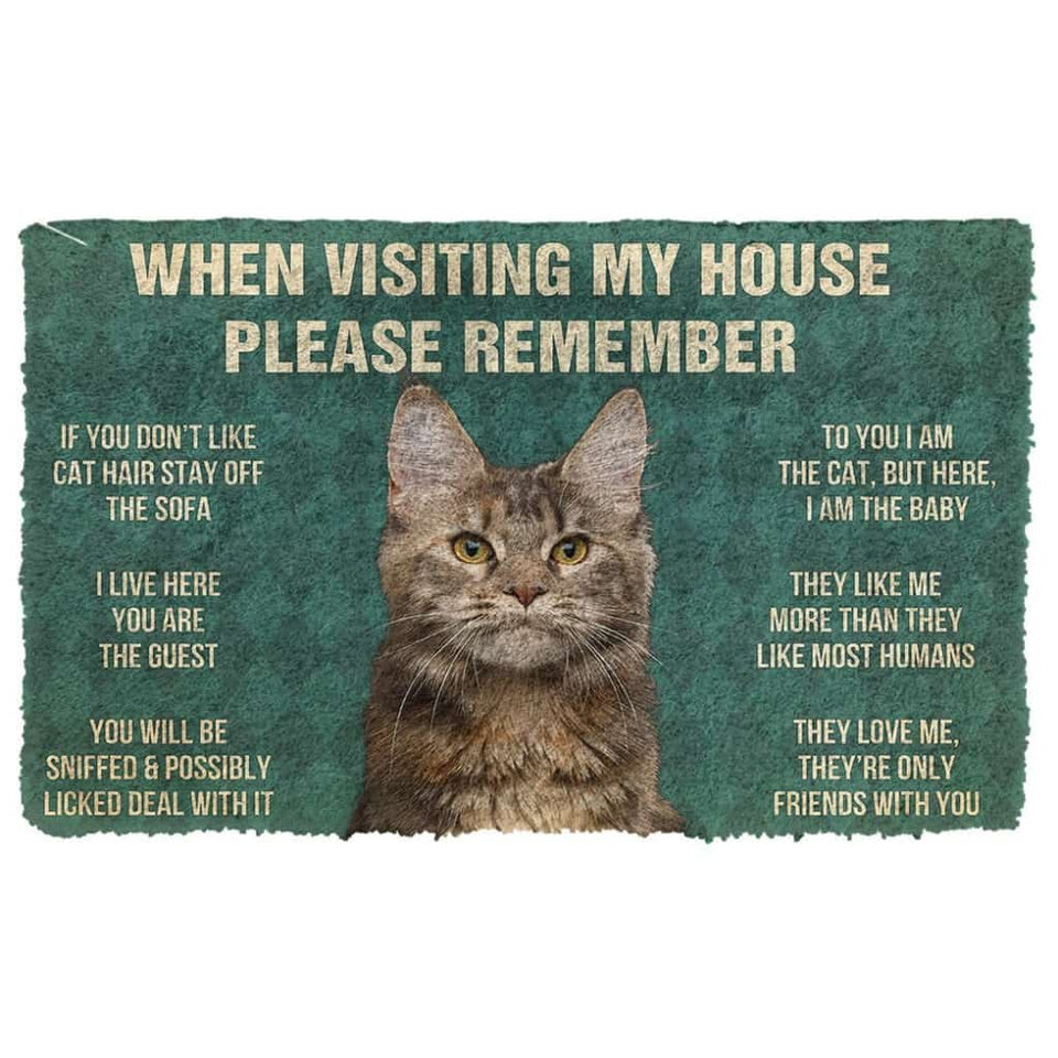 3D Please Remember Polydactyl Cat House Rules Doormat