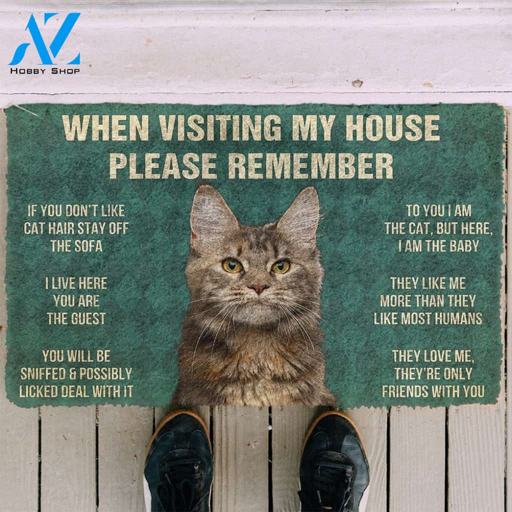 3D Please Remember Polydactyl Cat House Rules Doormat | Welcome Mat | House Warming Gift
