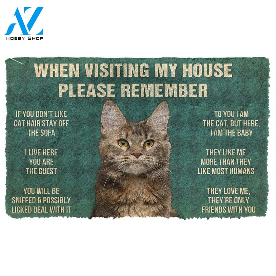 3D Please Remember Polydactyl Cat House Rules Doormat | Welcome Mat | House Warming Gift