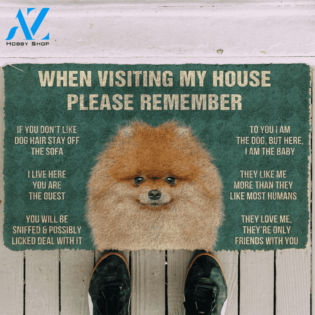3D Please Remember Pomeranian Dogs House Rules Doormat