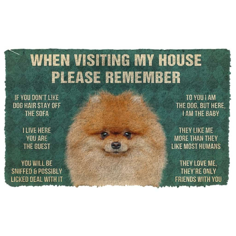 3D Please Remember Pomeranian Dogs House Rules Doormat